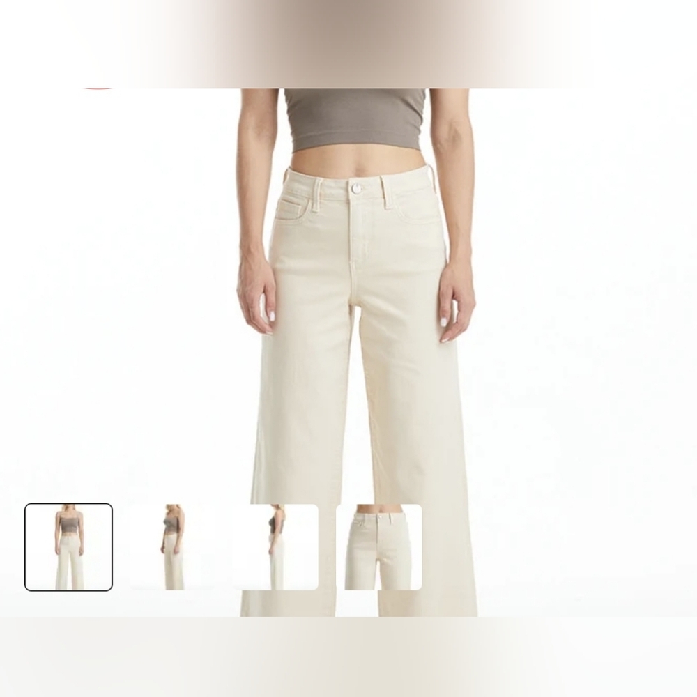 Bayeas High-rise Waist Cream Wide-Leg Jeans Sz 29 Bohemian Baggy Angelcore Weste
